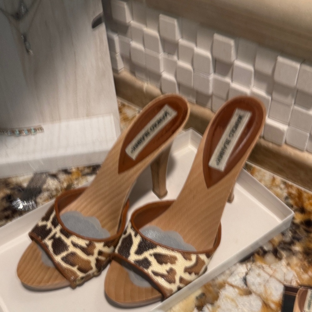 Manolo Blahnik Giraffe Print Heels